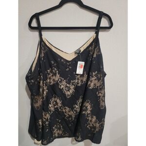 Torrid Sophie Lace Cami Black Over Tan Sleeveless Plus Size 5 5X 28 NWT New
